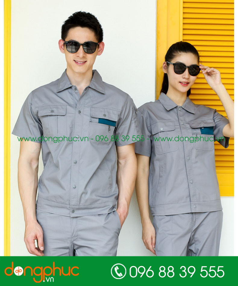 Mẫu bảo hộ màu ghi cộc tay